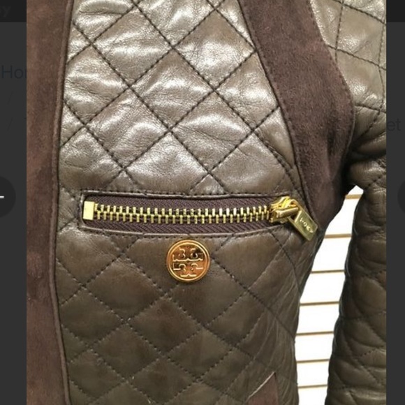 Tory Burch Quilted Brown Leather Jacket - Picture 5 of 6